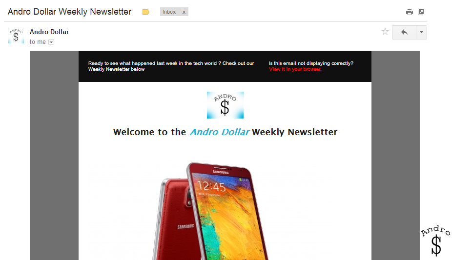 Newsletter 1 - Andro Dollar Weekly Newsletter