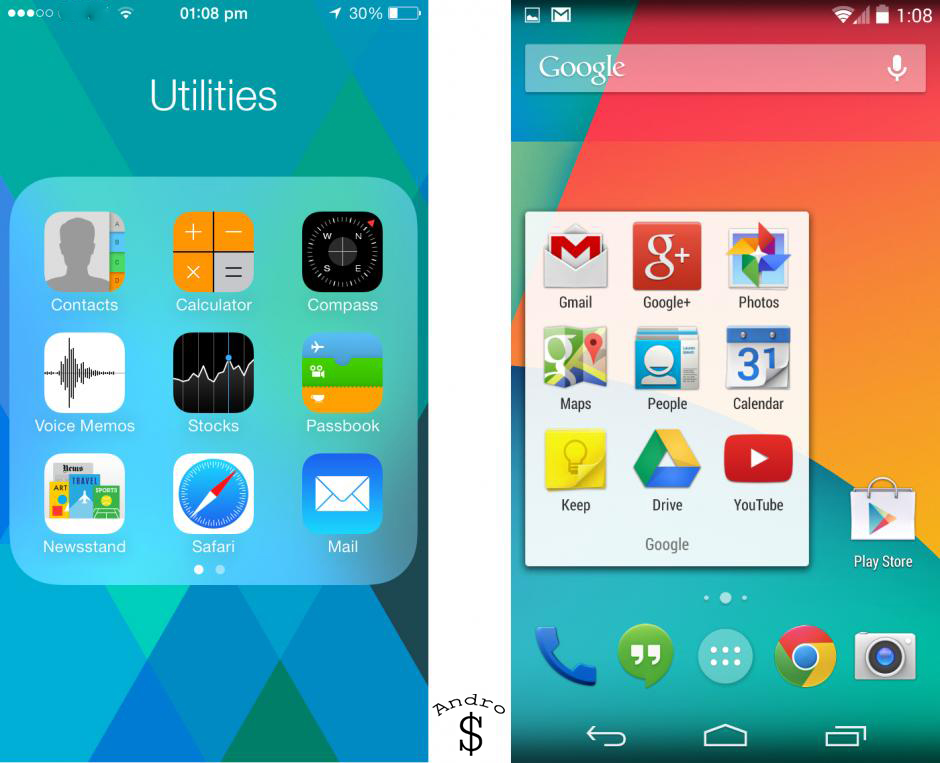 System Apps - iOS 7 vs Android 4.4 KitKat – The Smartphone Wars