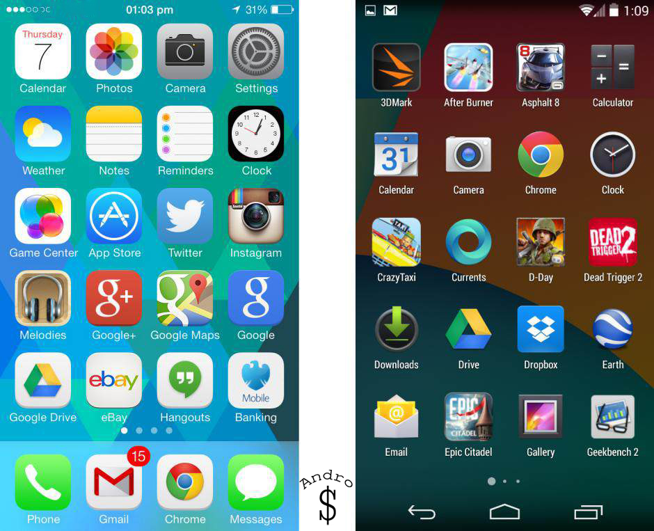 interface - iOS 7 vs Android 4.4 KitKat – The Smartphone Wars