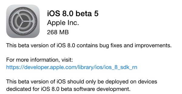 iosbeta5 - iOS 8 Beta 5 Now Seeding to Developers [Download ipsw here]