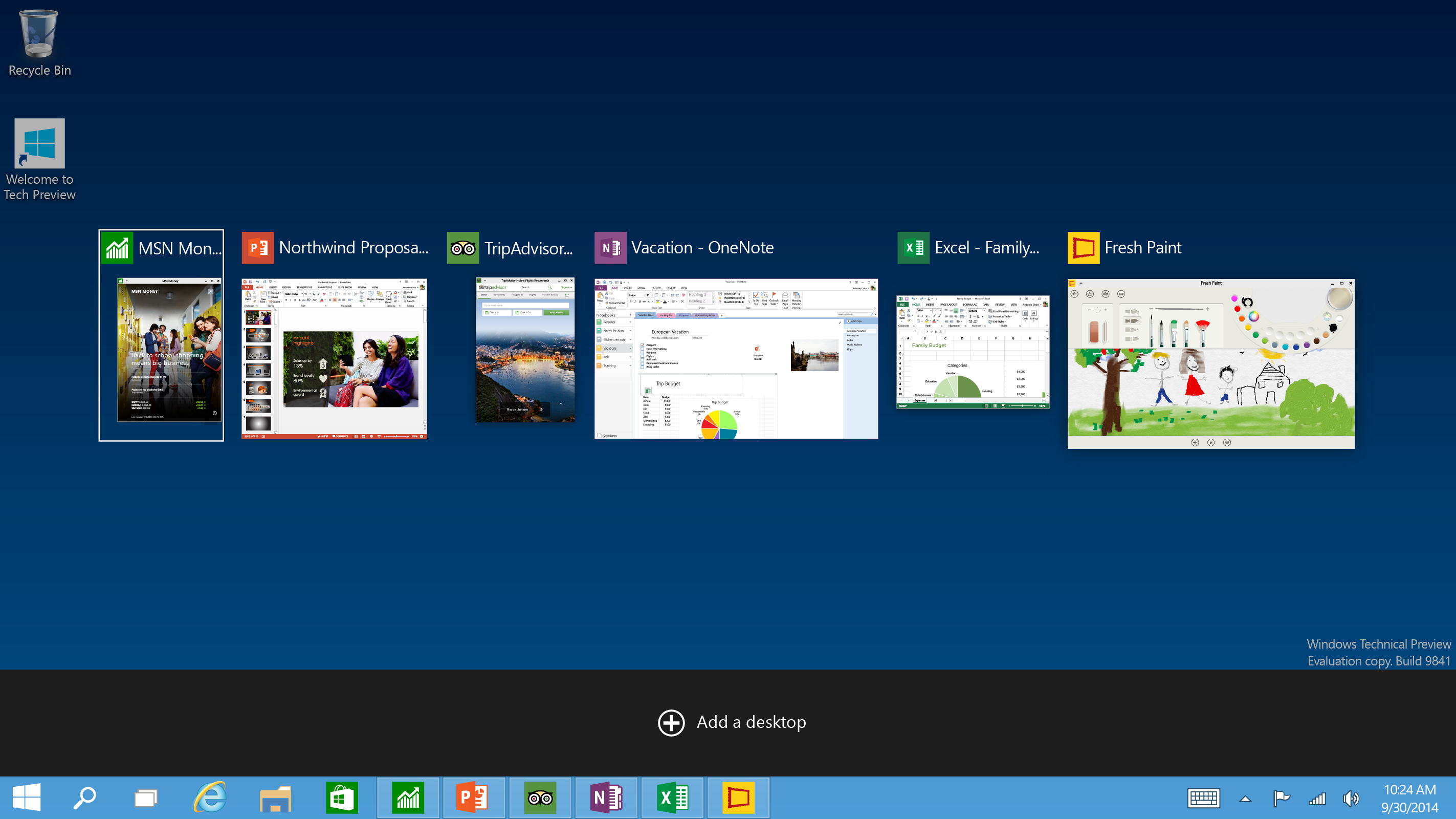 Tech Preview Task view - Microsoft Unveils Windows 10 with Major Improvements [Download Link Here]