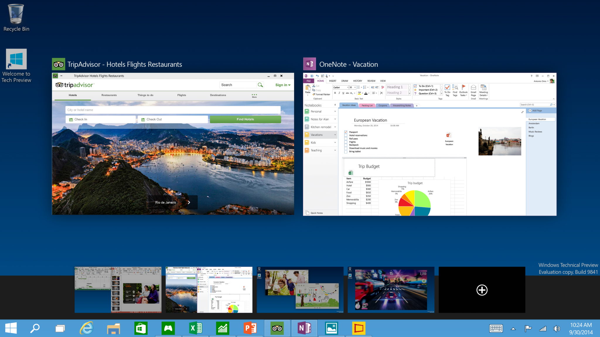 Tech Preview Virtual desktop - Microsoft Unveils Windows 10 with Major Improvements [Download Link Here]