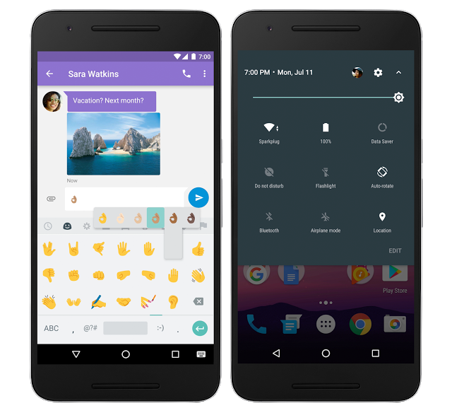 Emoji Quick Settings 1 - Final Public version of Android 7.0 Nougat is now rolling out to Nexus Devices